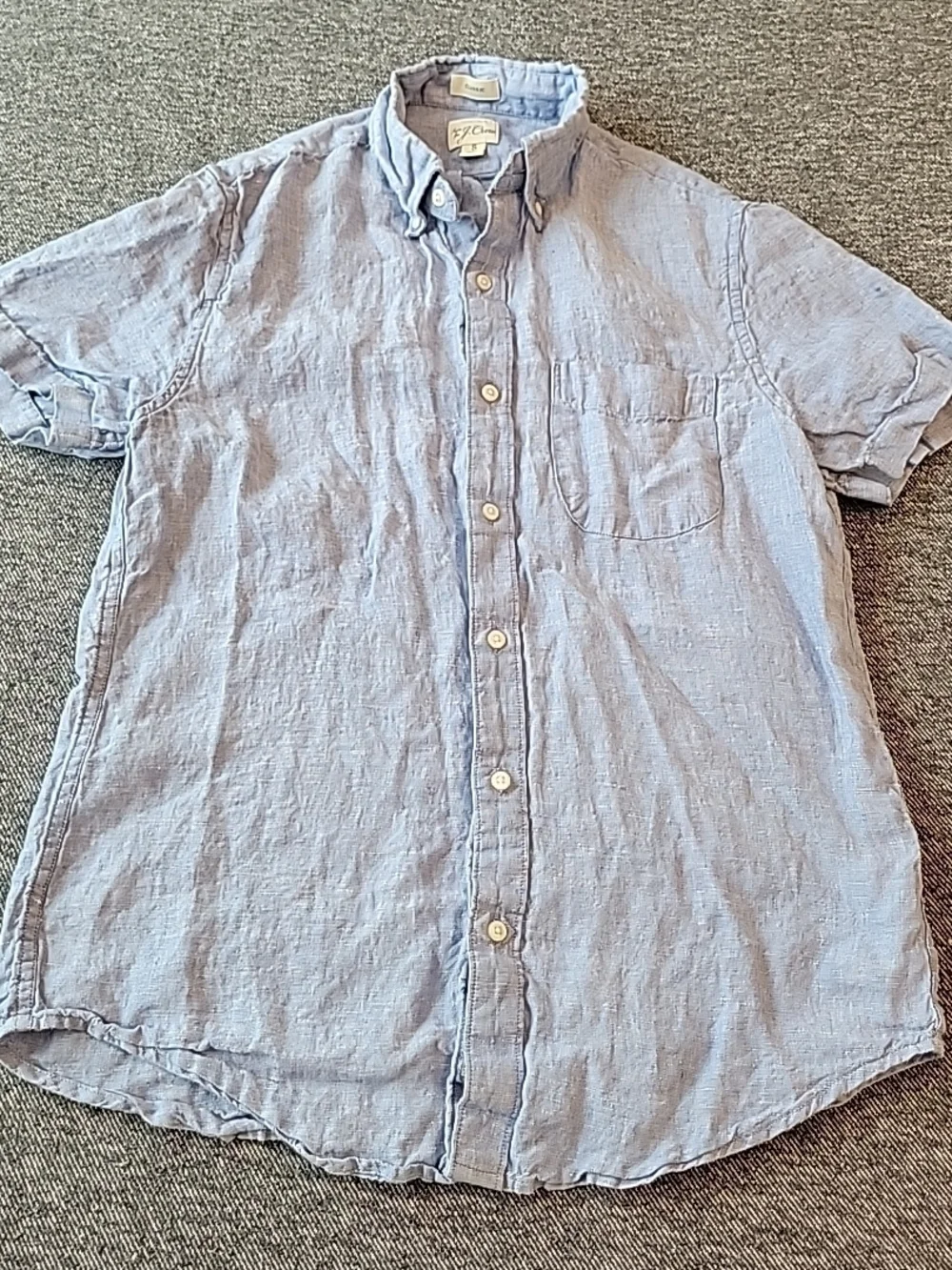 J Crew Shirt Men's Small Blue Baird‎ McNutt Irish Linen Button Down Short Sleeve